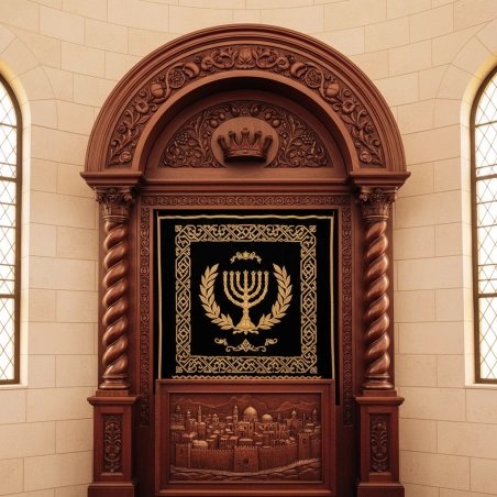 Mulyoharjo Handcarved Mahogany Aron Kodesh for Sacred Sanctuaries