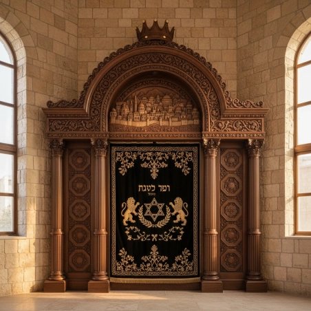 Regal Hand-Carved Mahogany Aron Kodesh from Mulyoharjo Furniture Indonesia