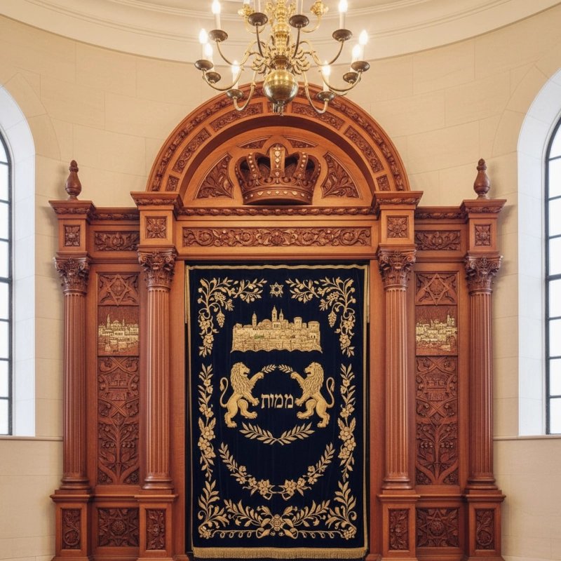 Regal Mulyoharjo Handcarved Mahogany Aron Kodesh for Sacred Spaces