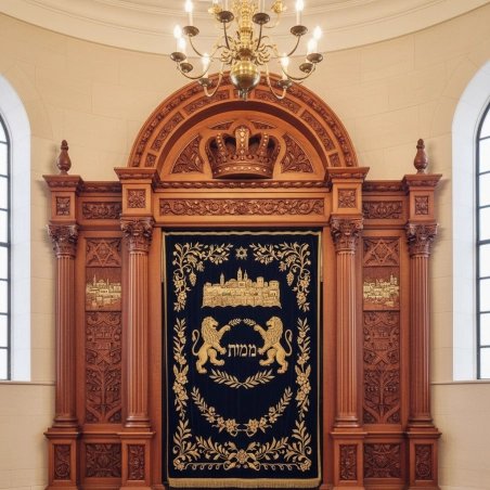 Regal Mulyoharjo Handcarved Mahogany Aron Kodesh for Sacred Spaces