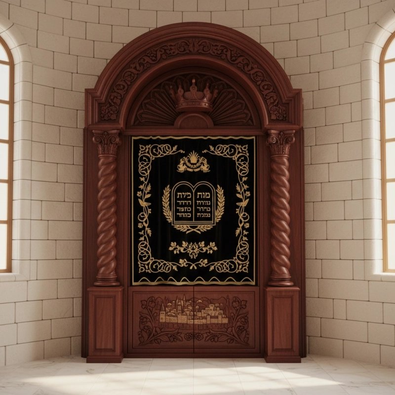 Mulyoharjo Exquisite Hand-Carved Mahogany Aron Kodesh for Sacred Spaces