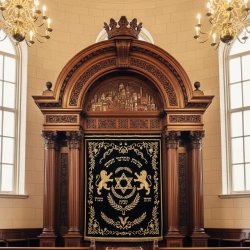 Majestic Handcrafted Mahogany Aron Kodesh Torah Ark by Mulyoharjo Furniture Indonesia