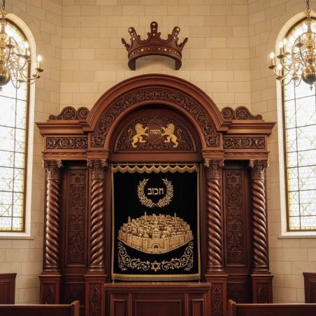 Majestic Hand-Carved Mahogany Wood Aron Kodesh Torah Ark by Mulyoharjo Furniture