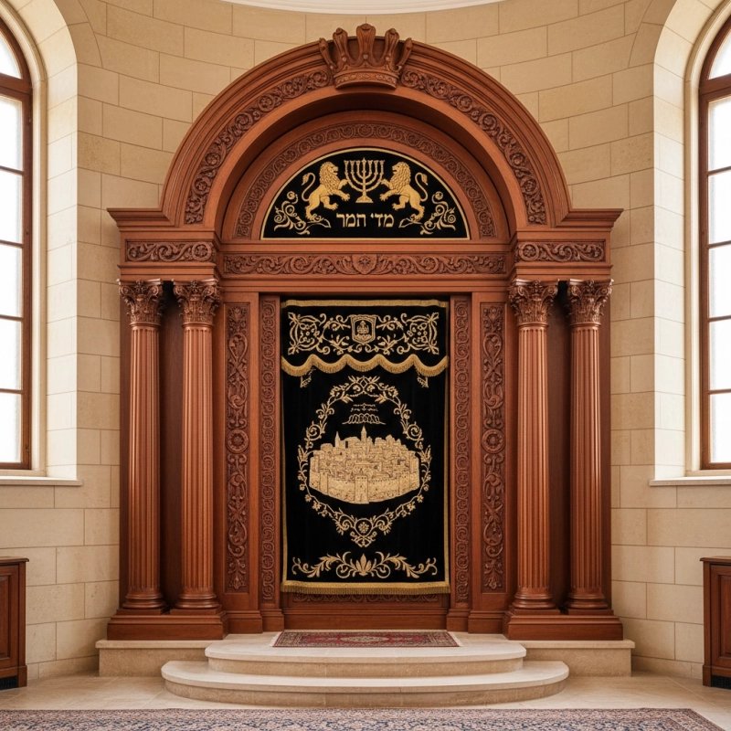 Majestic Hand-Carved Mahogany Aron Kodesh by Mulyoharjo Furniture Indonesia