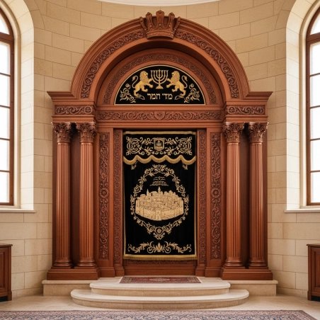 Majestic Hand-Carved Mahogany Aron Kodesh by Mulyoharjo Furniture Indonesia