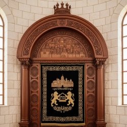 Elegant Handcrafted Mahogany Wood Aron Kodesh Torah Ark by Mulyoharjo Furniture