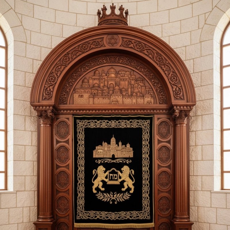 Elegant Handcrafted Mahogany Wood Aron Kodesh Torah Ark by Mulyoharjo Furniture