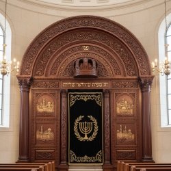 Majestic Hand-Carved Mahogany Wood Aron Kodesh Torah Ark by Mulyoharjo Furniture Indonesia