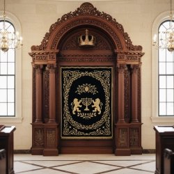 Majestic Mulyoharjo Handcrafted Mahogany Aron Kodesh for Sacred Spaces