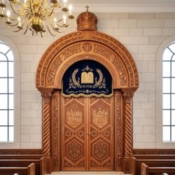 Magnificent Hand-Carved Mahogany Aron Kodesh Torah Ark by Mulyoharjo Furniture