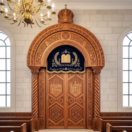 Magnificent Hand-Carved Mahogany Aron Kodesh Torah Ark by Mulyoharjo Furniture