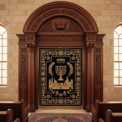 Majestic Handcrafted Mahogany Aron Kodesh Torah Ark by Mulyoharjo Furniture