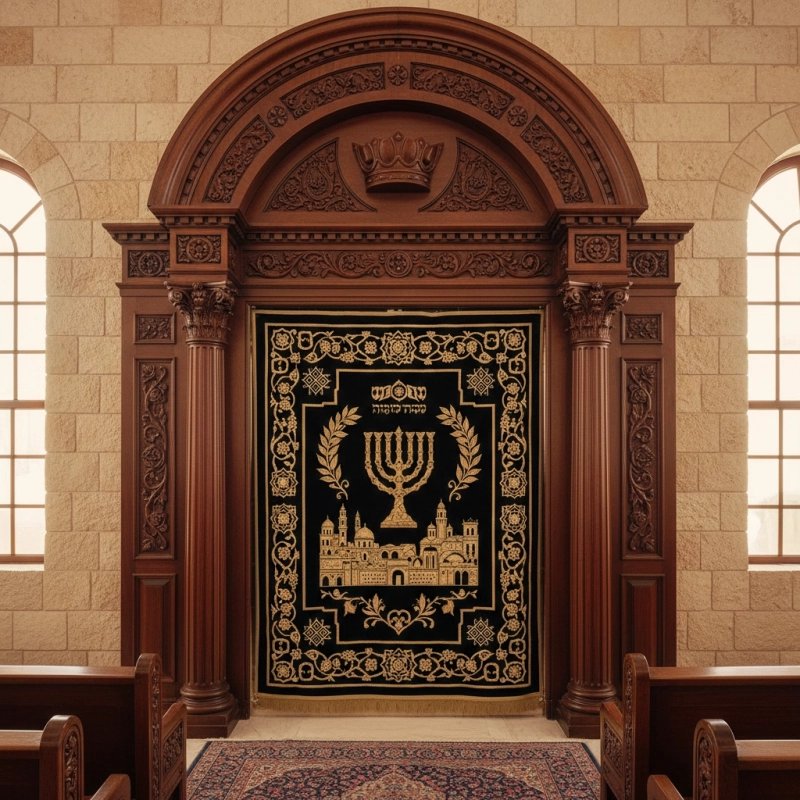 Majestic Handcrafted Mahogany Aron Kodesh Torah Ark by Mulyoharjo Furniture