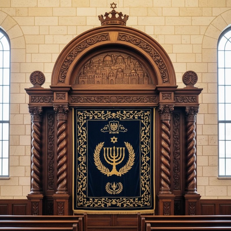 Exquisite Mulyoharjo Hand-Carved Mahogany Wood Aron Kodesh Sacred Ark