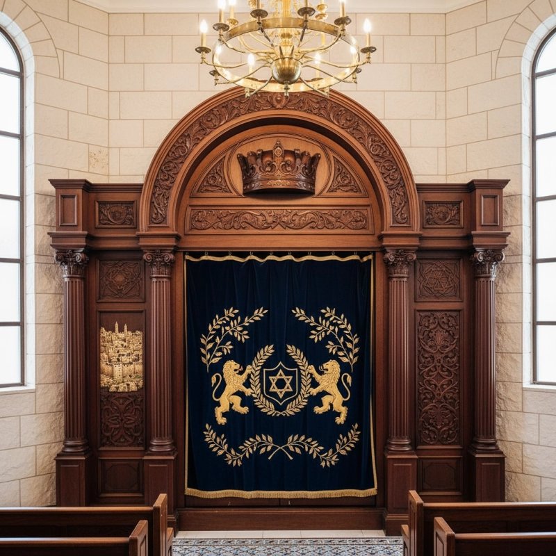 Exquisite Hand-Carved Mahogany Aron Kodesh Sacred Ark by Mulyoharjo Furniture