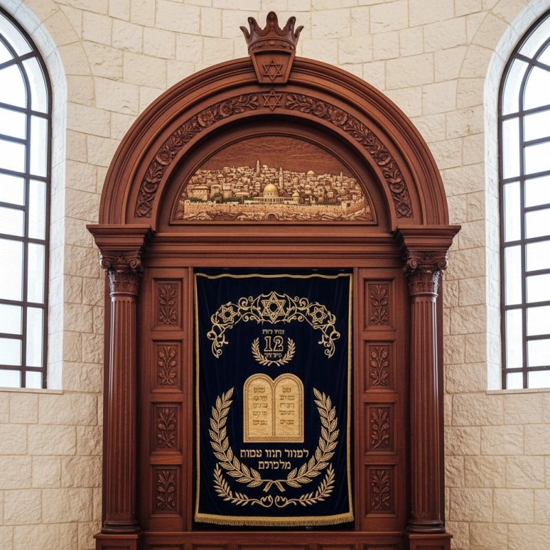 Magnificent Handcrafted Mahogany Aron Kodesh Torah Ark by Mulyoharjo Furniture