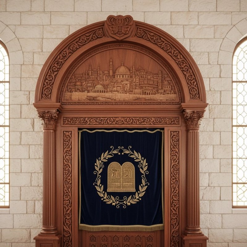 Elegant Handcrafted Mahogany Aron Kodesh from Mulyoharjo Furniture Indonesia