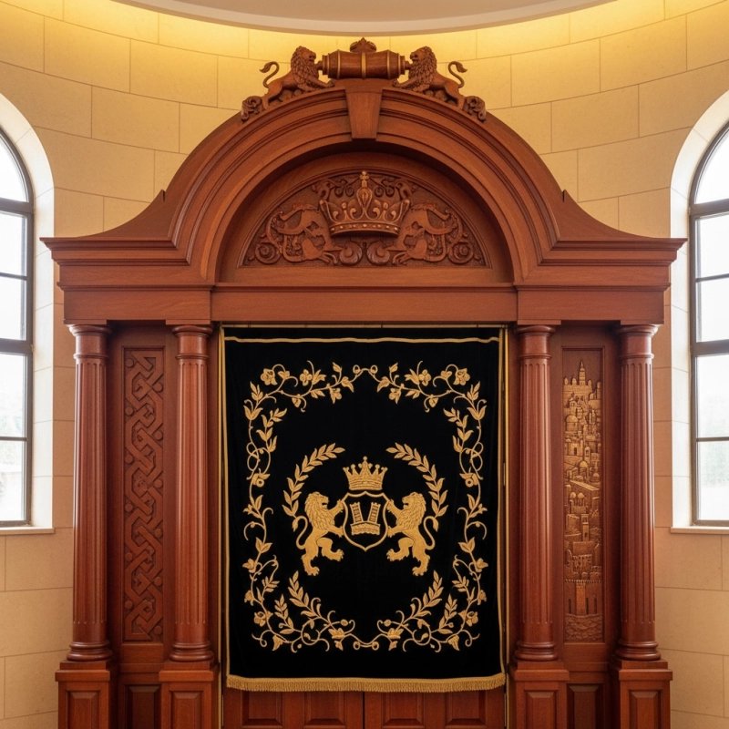 Exquisite Handcrafted Mahogany Wood Aron Kodesh by Mulyoharjo Furniture Indonesia