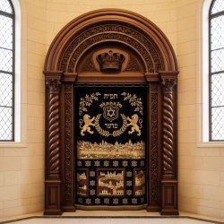 Exquisite Handcarved Mahogany Aron Kodesh Torah Ark by Mulyoharjo Furniture