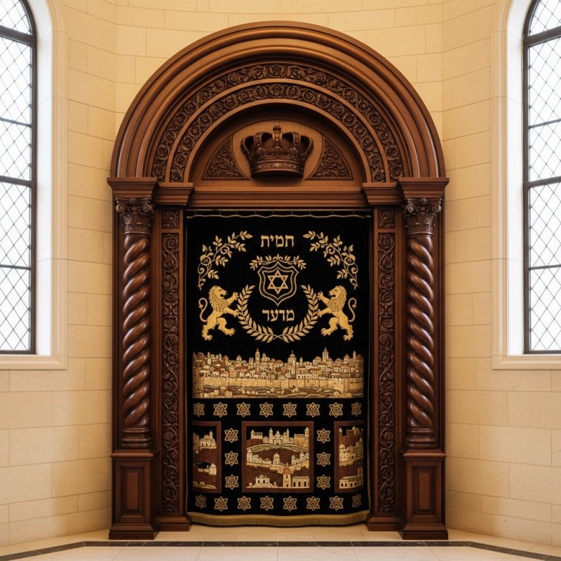 Exquisite Handcarved Mahogany Aron Kodesh Torah Ark by Mulyoharjo Furniture