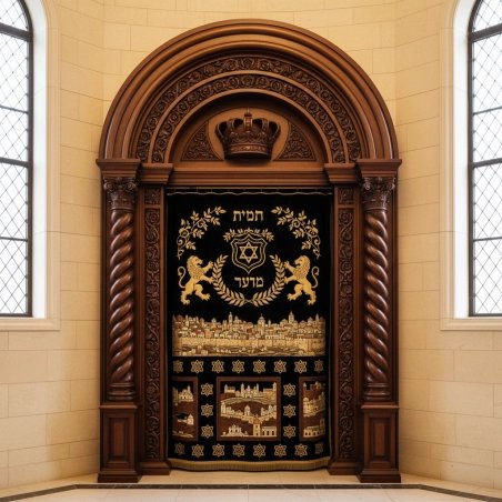 Exquisite Handcarved Mahogany Aron Kodesh Torah Ark by Mulyoharjo Furniture