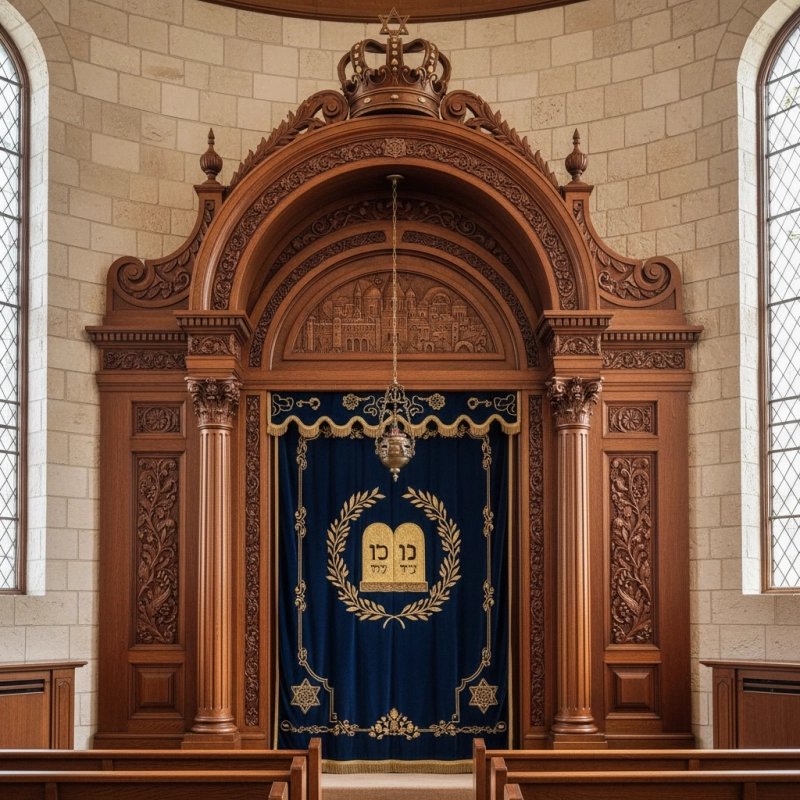 Majestic Hand-Carved Mahogany Aron Kodesh from Mulyoharjo Furniture Indonesia