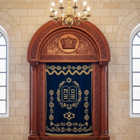 Exquisite Mulyoharjo Mahogany Wood Aron Kodesh A Sanctuary of Sacred Artistry