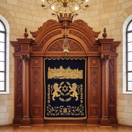 Exquisite Hand-Carved Mahogany Wood Aron Kodesh Torah Ark by Mulyoharjo Furniture