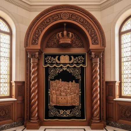 Magnificent Hand-Carved Mahogany Wood Aron Kodesh by Mulyoharjo for Sacred Spaces