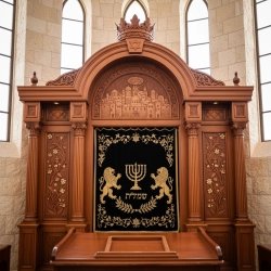 Exquisite Hand-Carved Mahogany Aron Kodesh a Mulyoharjo Torah Ark Masterpiece