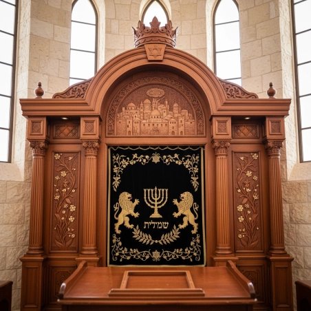 Exquisite Hand-Carved Mahogany Aron Kodesh a Mulyoharjo Torah Ark Masterpiece