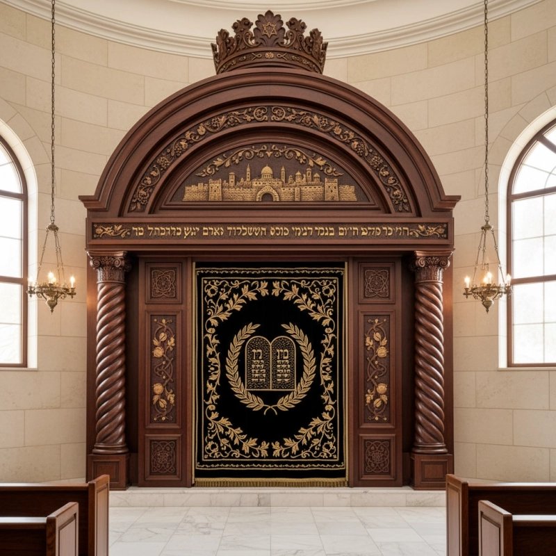 Majestic Hand-Carved Mahogany Aron Kodesh by Mulyoharjo Furniture Indonesia