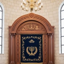 Majestic Hand-Carved Mahogany Aron Kodesh for Sacred Spaces by Mulyoharjo Furniture