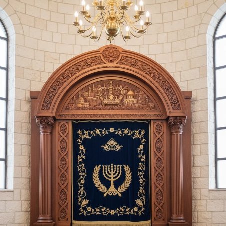 Majestic Hand-Carved Mahogany Aron Kodesh for Sacred Spaces by Mulyoharjo Furniture