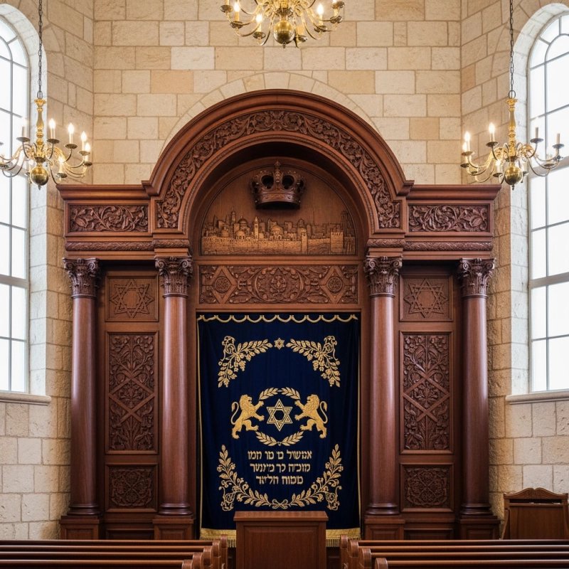 Exquisite Handcrafted Mahogany Wood Aron Kodesh Torah Ark by Mulyoharjo Furniture Indonesia