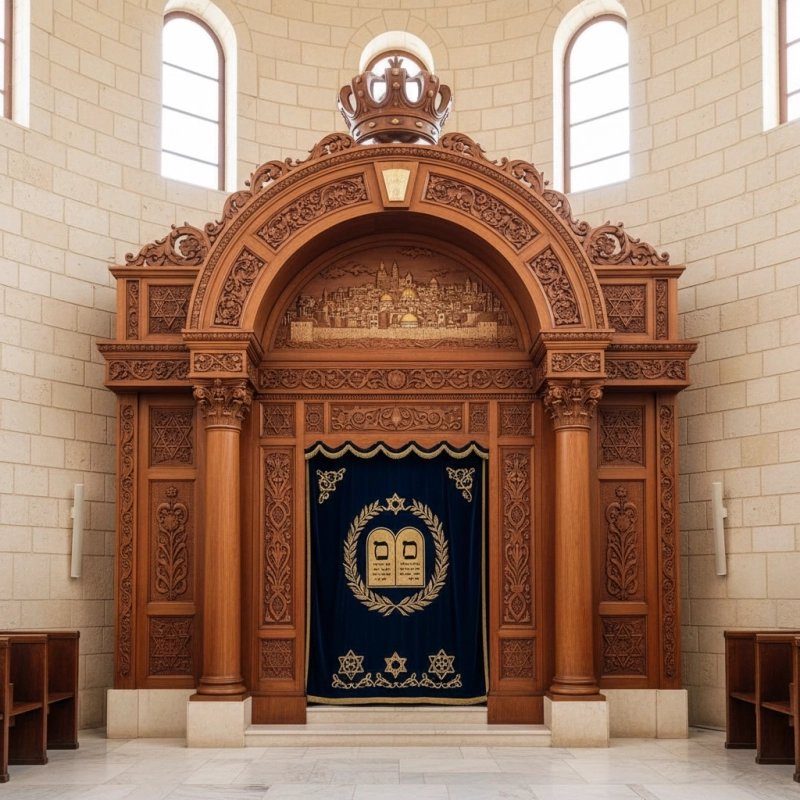Exquisite Handcarved Mahogany Wood Aron Kodesh Torah Ark by Mulyoharjo Furniture Indonesia