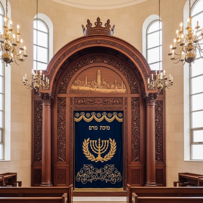 Exquisite Mulyoharjo Handcrafted Mahogany Wood Aron Kodesh Torah Ark