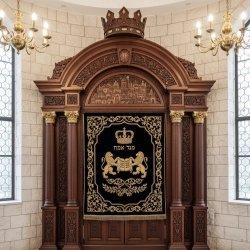 Majestic Hand-Carved Mahogany Wood Aron Kodesh from Mulyoharjo Furniture