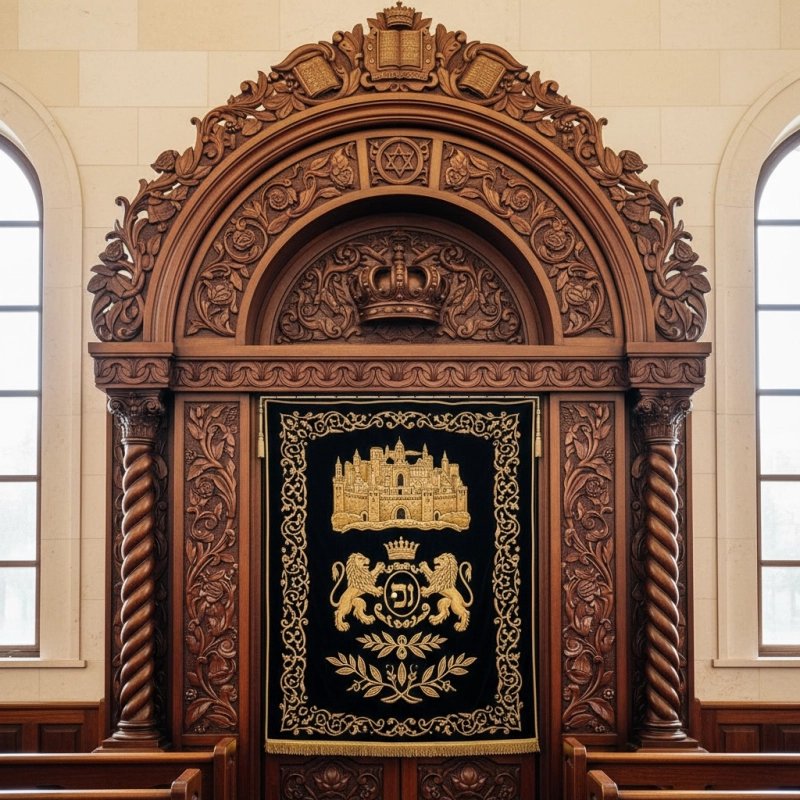 Majestic Hand-Carved Mahogany Aron Kodesh by Mulyoharjo Furniture Indonesia