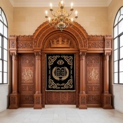 Exquisite Hand-Carved Mahogany Wood Aron Kodesh by Mulyoharjo Furniture Indonesia
