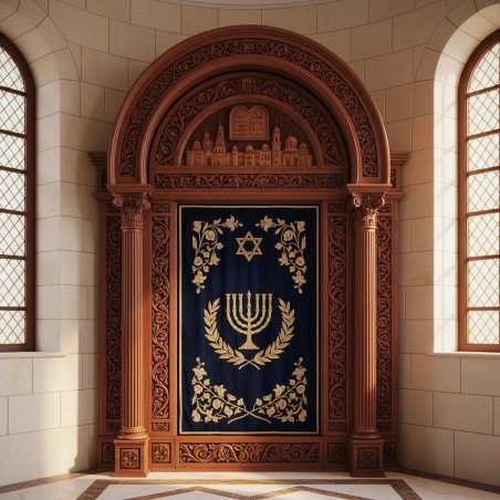 Exquisite Handcrafted Mahogany Wood Aron Kodesh Torah Ark by Mulyoharjo Furniture