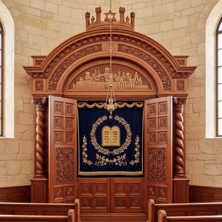 Exquisite Mulyoharjo Mahogany Wood Aron Kodesh Handcrafted in Indonesia