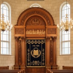 Majestic Hand-Carved Mahogany Aron Kodesh by Mulyoharjo Furniture