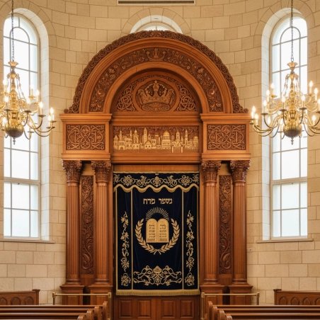 Majestic Hand-Carved Mahogany Aron Kodesh by Mulyoharjo Furniture