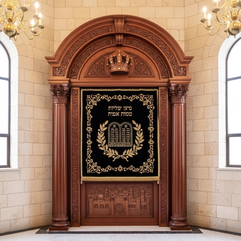 Elegant Handcrafted Mahogany Wood Aron Kodesh from Mulyoharjo Furniture Indonesia