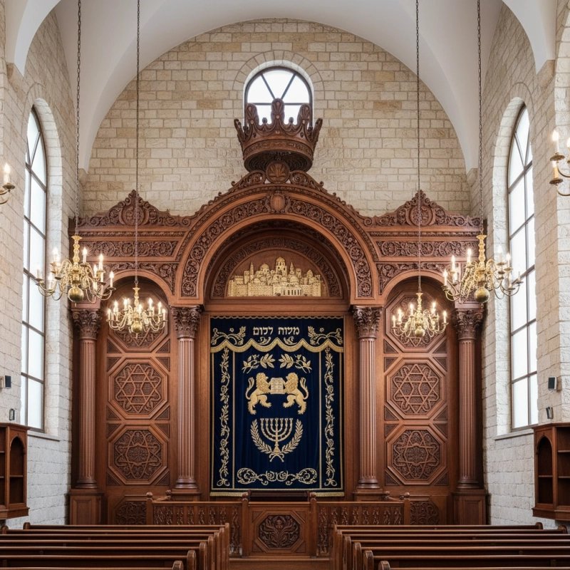Magnificent Hand-Carved Mahogany Aron Kodesh Torah Ark by Mulyoharjo Furniture Indonesia
