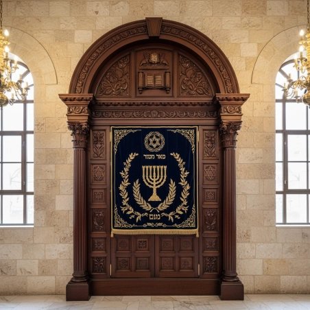 Elegant Handcrafted Mahogany Aron Kodesh Torah Ark by Mulyoharjo Furniture