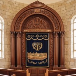 Exquisite Hand-Carved Mahogany Wood Aron Kodesh Torah Ark by Mulyoharjo Artisans