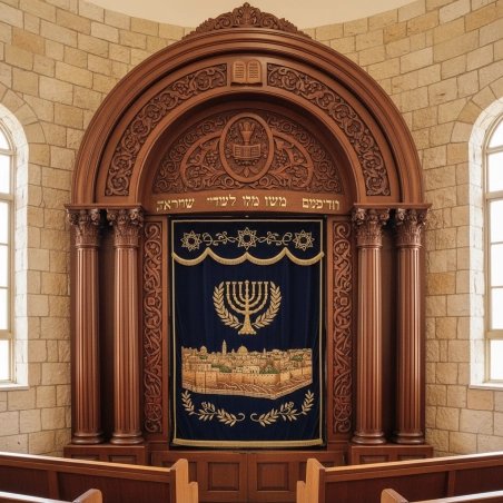 Exquisite Hand-Carved Mahogany Wood Aron Kodesh Torah Ark by Mulyoharjo Artisans