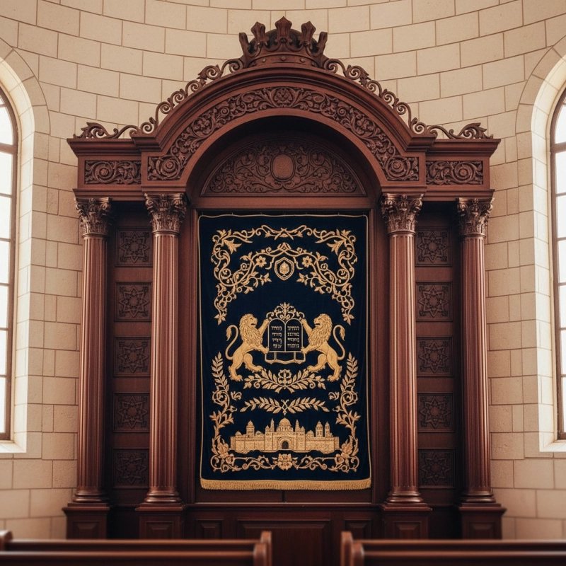 Exquisite Hand-Carved Mahogany Aron Kodesh from Mulyoharjo Furniture Indonesia
